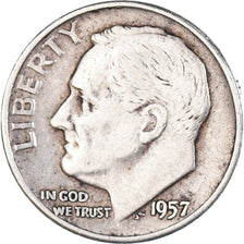Coin, United States, Roosevelt, Dime, 1957, Philadelphia, EF(40-45), Silver