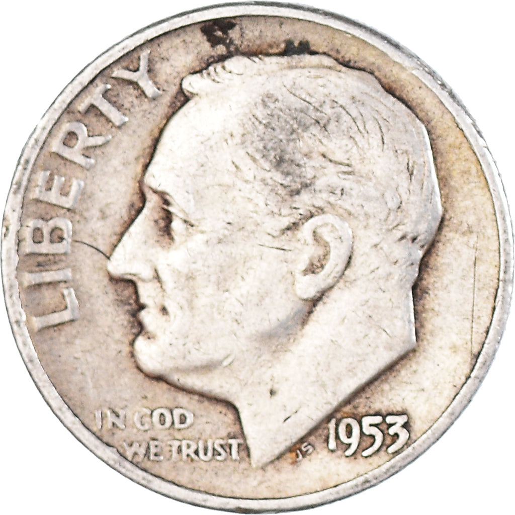 Coin, United States, Roosevelt, Dime, 1953, Philadelphia, EF(40-45), Silver