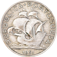 Moeda, Portugal, 5 Escudos, 1951, EF(40-45), Prata, KM:581