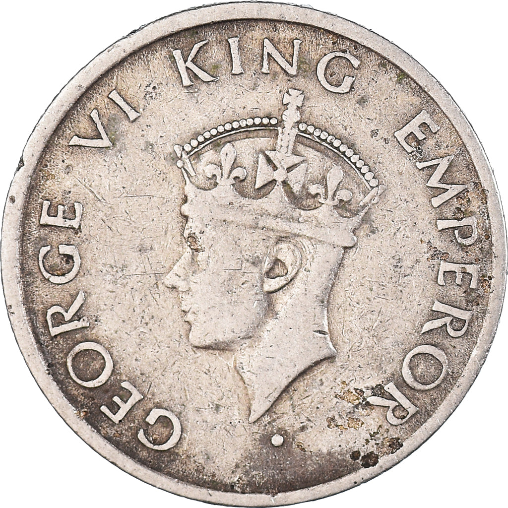 Coin, INDIA-BRITISH, George VI, 1/2 Rupee, 1947, Bombay, EF(40-45), Nickel