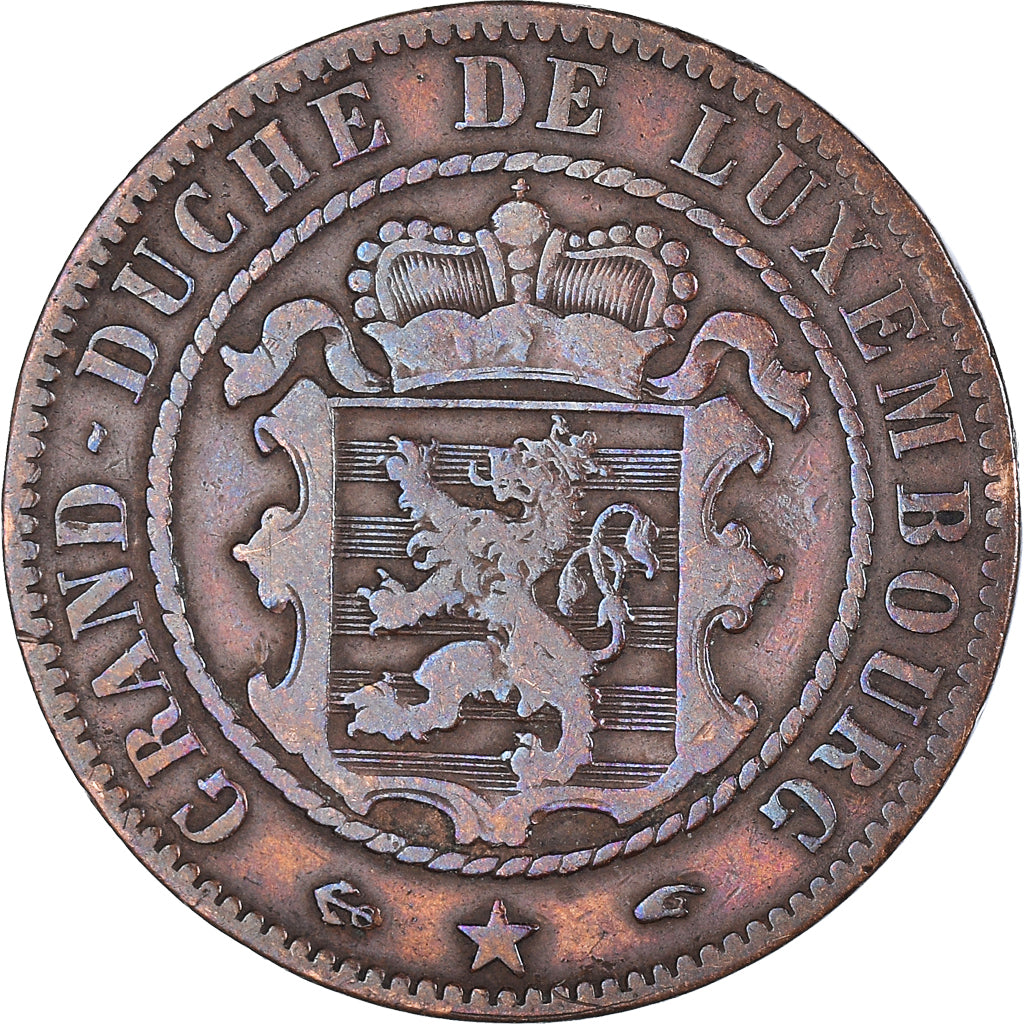 Coin, Luxembourg, William III, 10 Centimes, 1855, Paris, VF(30-35), Bronze