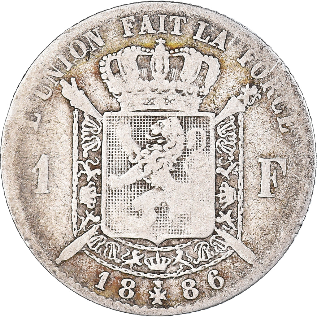 Coin, Belgium, Leopold II, Franc, 1886, VF(20-25), Silver, KM:28.1