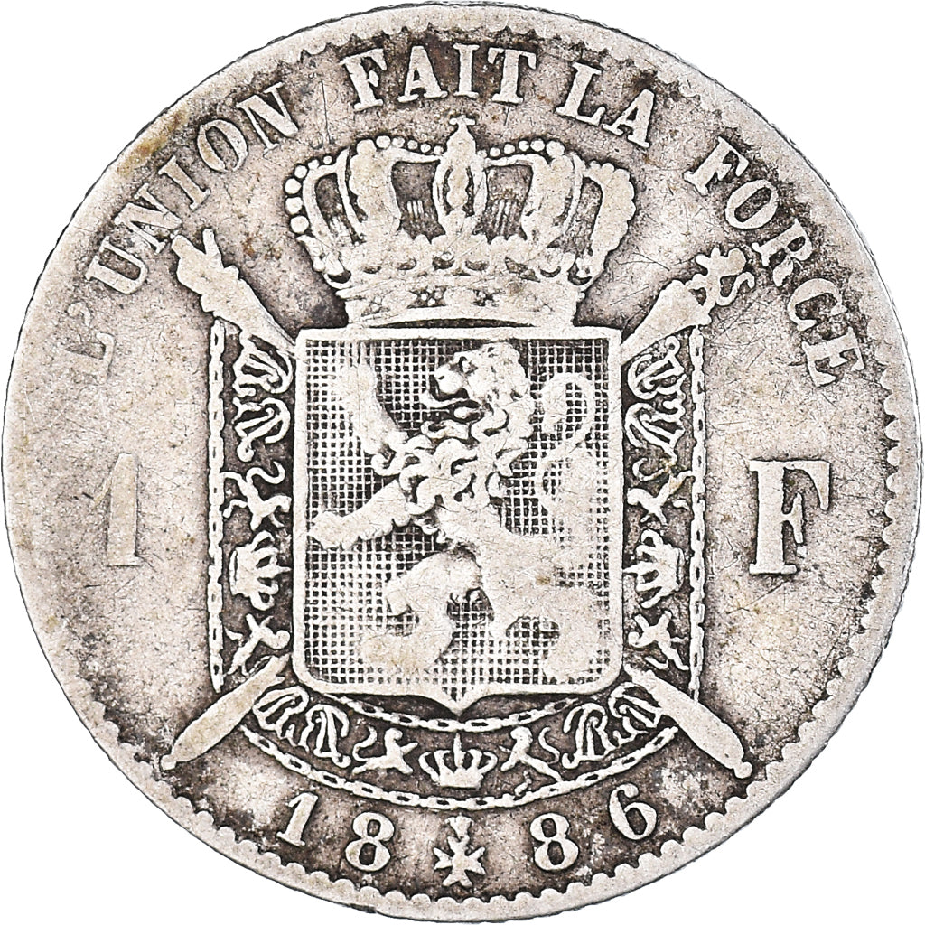 Coin, Belgium, Leopold II, Franc, 1886, VF(20-25), Silver, KM:28.1