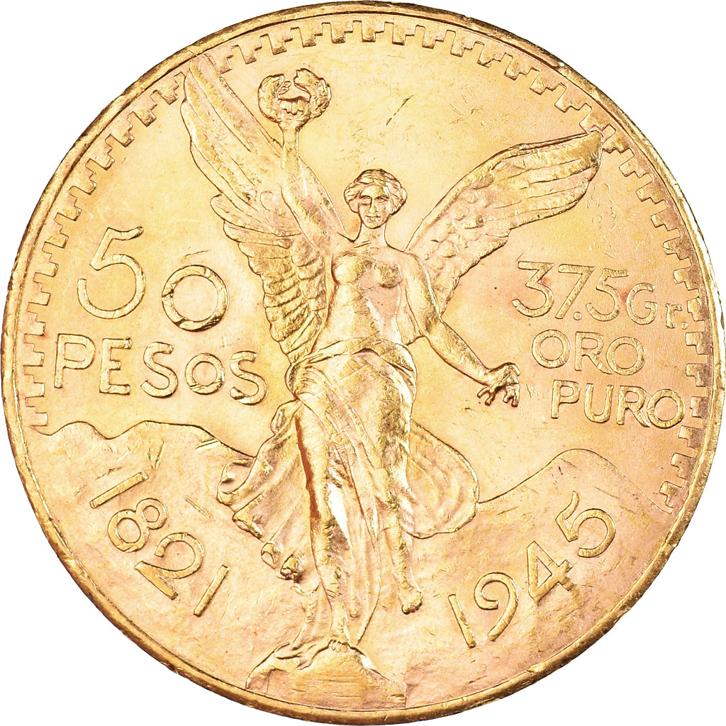 Coin, Mexico, 50 Pesos, 1945, Mexico City, AU(55-58), Gold, KM:481