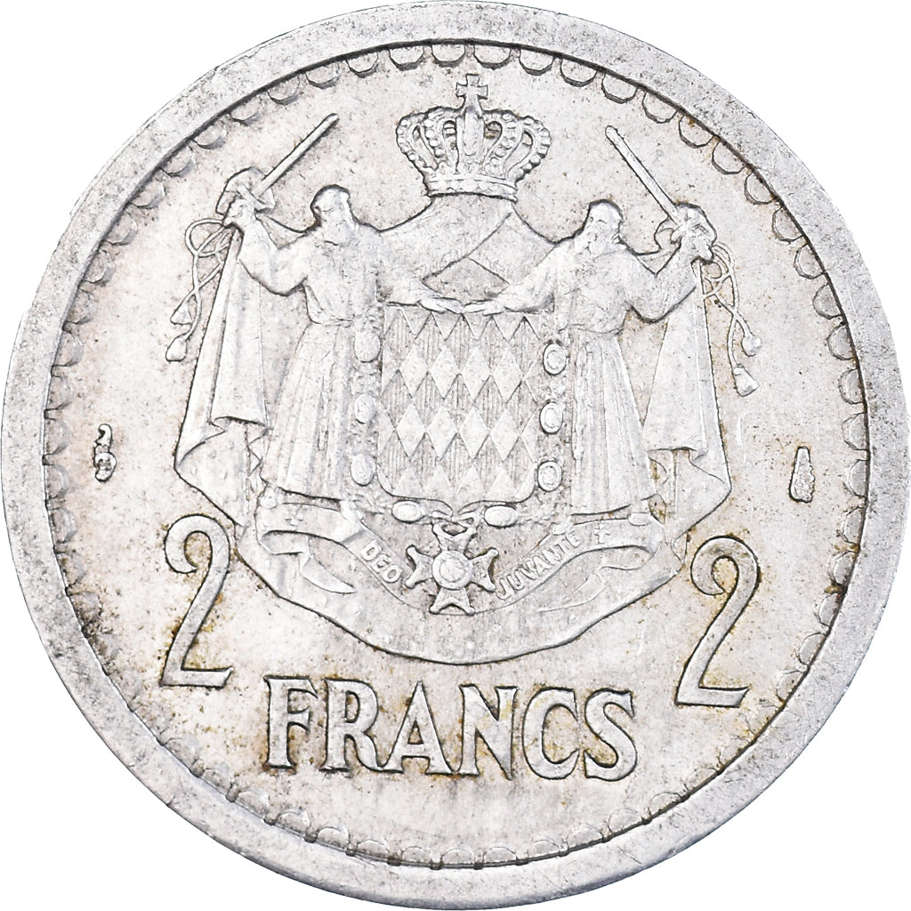 Moneta, Monaco, Louis II, 2 Francs, 1943, Paris, EF(40-45), Aluminium-Brąz