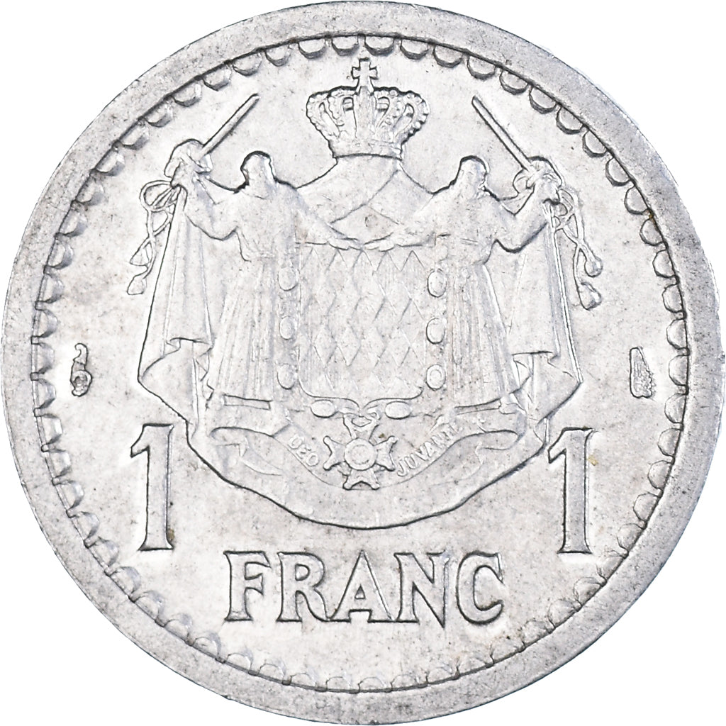 Coin, Monaco, Louis II, Franc, 1943, Paris, AU(50-53), Aluminum, KM:120