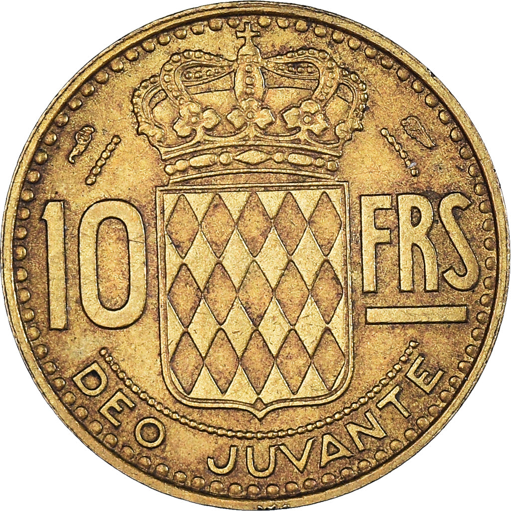 Coin, Monaco, Rainier III, 10 Francs, 1950, Paris, EF(40-45), Aluminum-Bronze