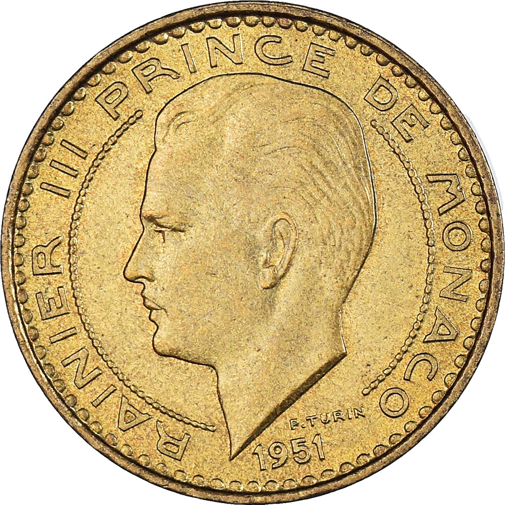Münze, Monaco, Rainier III, 10 Francs, 1951, Paris, SS, Aluminum-Bronze