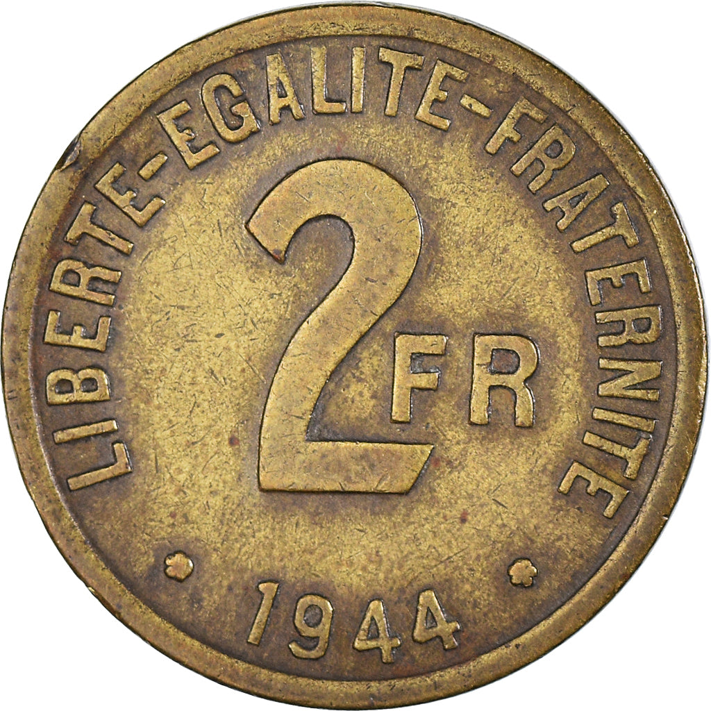 Moneta, Francia, France Libre, 2 Francs, 1944, Philadelphia, MB+, Ottone