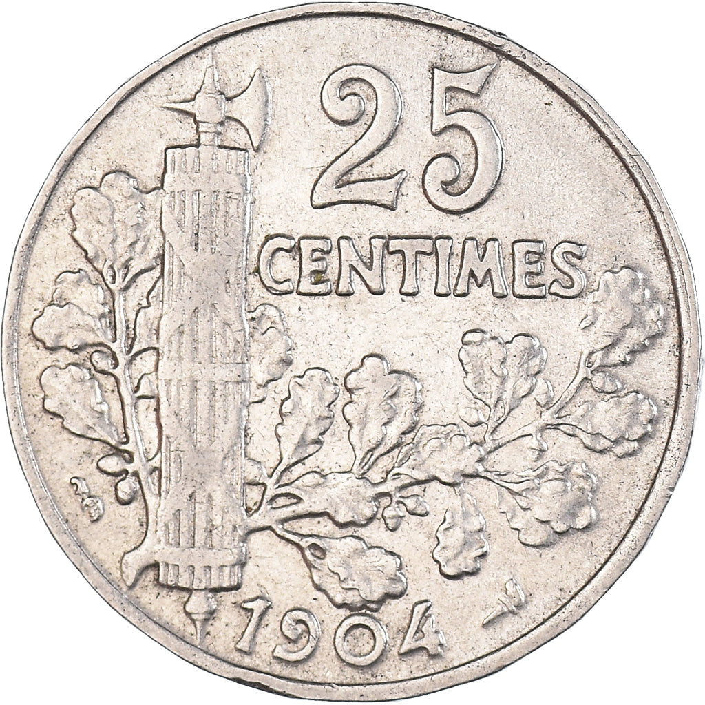 Coin, France, Patey, 25 Centimes, 1904, Paris, AU(50-53), Nickel, KM:856