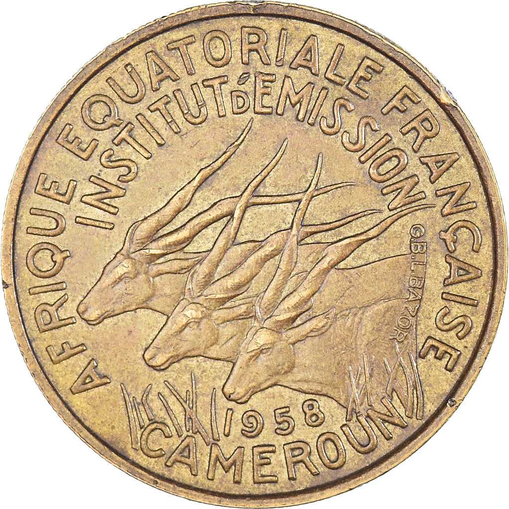 Coin, Cameroon, 25 Francs, 1958, Paris, EF(40-45), Aluminum-Bronze, KM:12