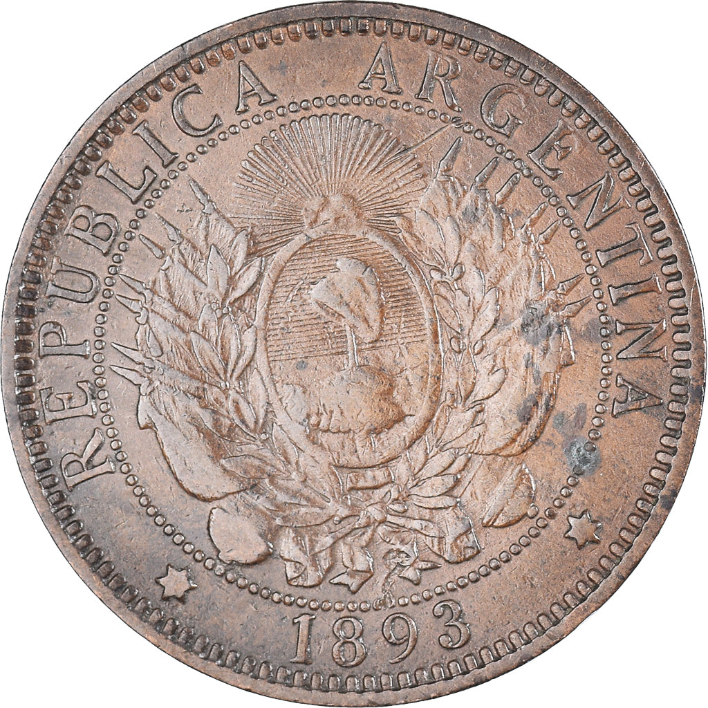 Moneda, Argentina, 2 Centavos, 1893, MBC, Bronce, KM:33
