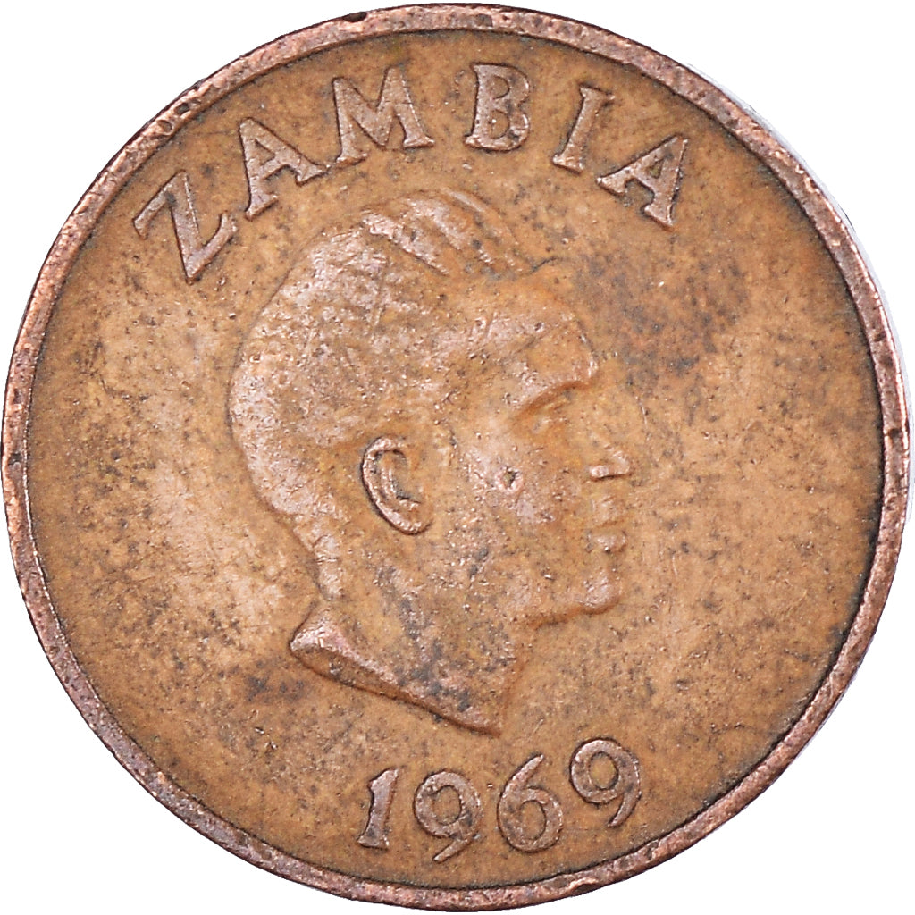 Coin, Zambia, Ngwee, 1969, British Royal Mint, EF(40-45), Bronze, KM:9