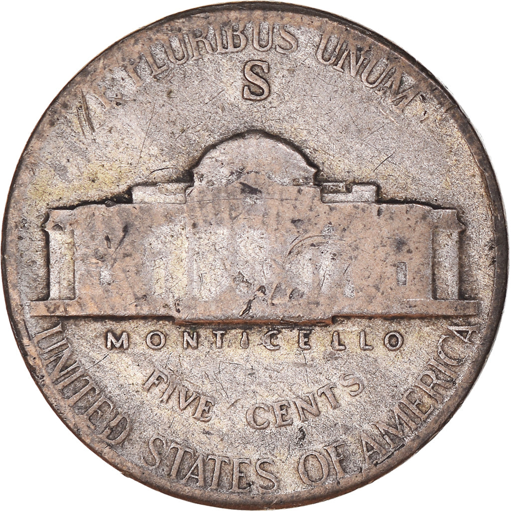 Monnaie, États-Unis, Thomas Jefferson, 5 Cents, 1943, San Francisco, TB+