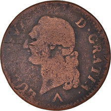 Moneta, Francia, Louis XVI, Sol, 1781, Lille, B+, Rame, KM:578.16, Gadoury:350