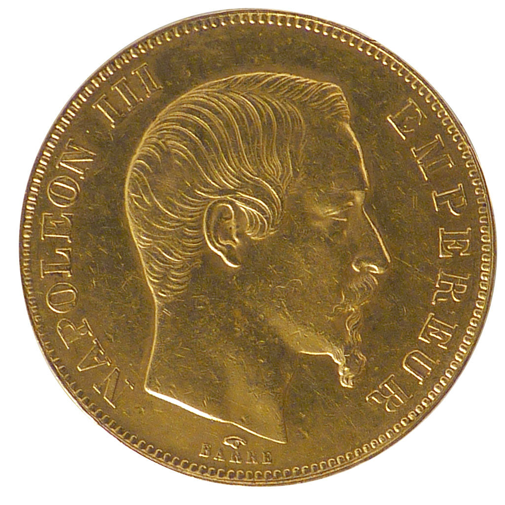FRANCE, Napoléon III, 50 Francs, 1857, Paris, KM #785.1, AU(50-53), Gold, Gadour