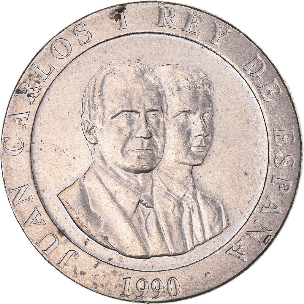 Coin, Spain, Juan Carlos I, 200 Pesetas, 1990, Madrid, AU(50-53), Copper-nickel
