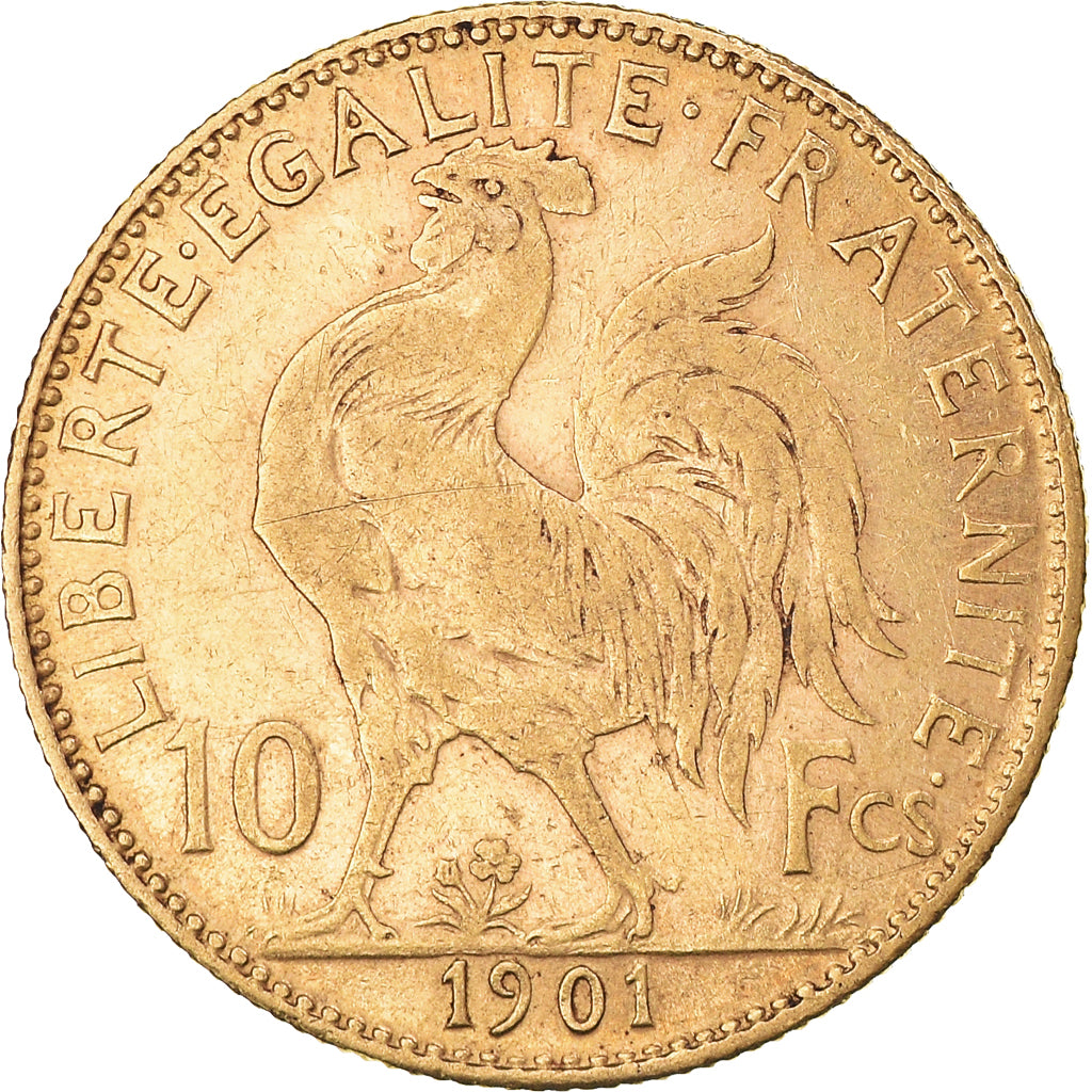 Moeda, França, Marianne, 10 Francs, 1901, Paris, AU(50-53), Dourado, KM:846