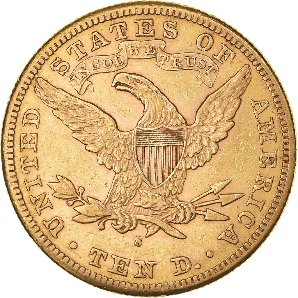 Monnaie, États-Unis, Coronet Head, 10 Dollars, 1886, San Francisco, TTB+, Or