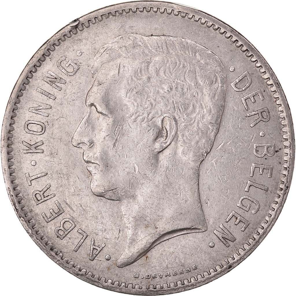 Coin, Belgium, Albert I, 5 Francs, 5 Frank, 1933, position b, EF(40-45), Nickel