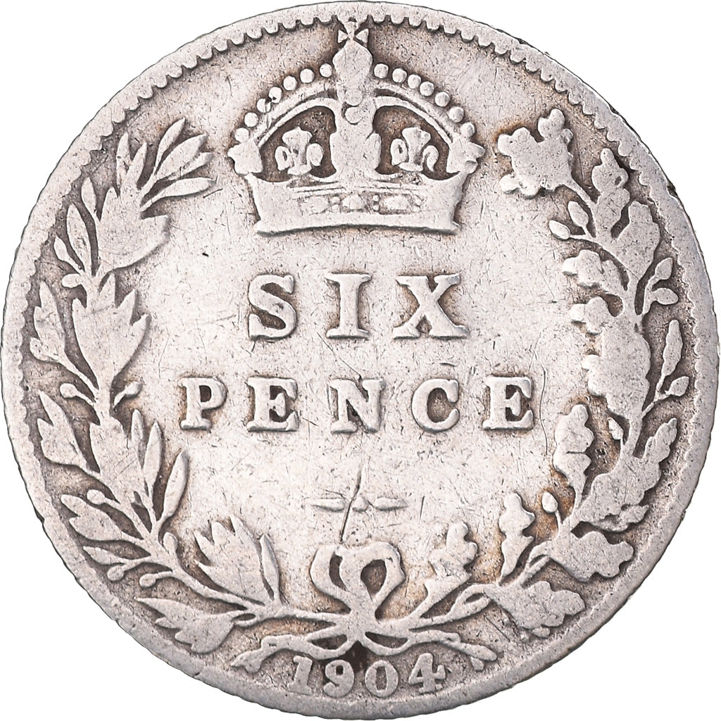 Coin, Great Britain, Edward VII, 6 Pence, 1904, F(12-15), Silver, KM:799