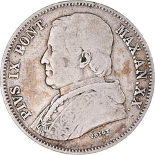 Monnaie, États italiens, PAPAL STATES, Pius IX, 20 Baiocchi, 1865, Roma, TB
