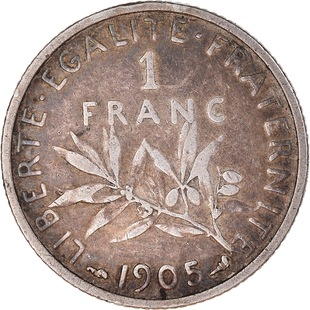 Moeda, França, Semeuse, Franc, 1905, Paris, VF(30-35), Prata, KM:844.1