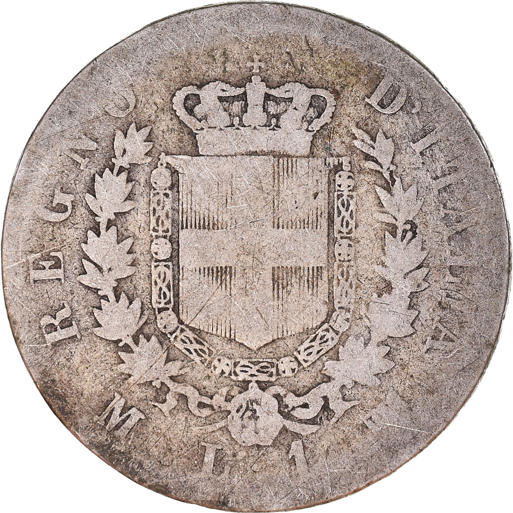 Moneta, Italia, Vittorio Emanuele II, Lira, 1863, Milan, B+, Argento, KM:5a.1