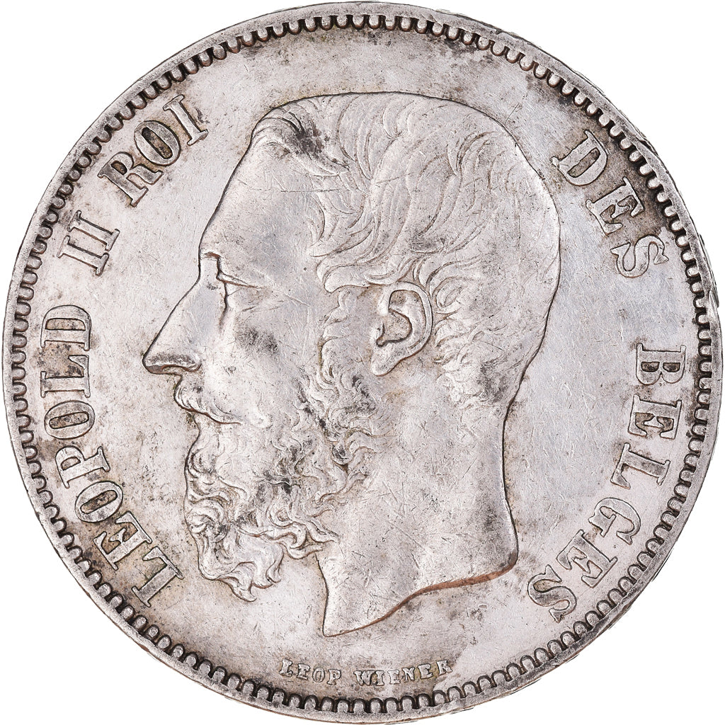 Coin, Belgium, Leopold II, 5 Francs, 5 Frank, 1873, EF(40-45), Silver, KM:24