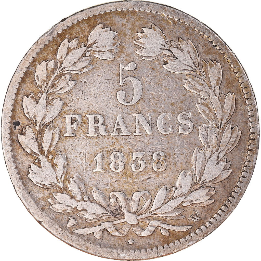 Coin, France, Louis-Philippe, 5 Francs, 1838, Lille, VF(30-35), Silver