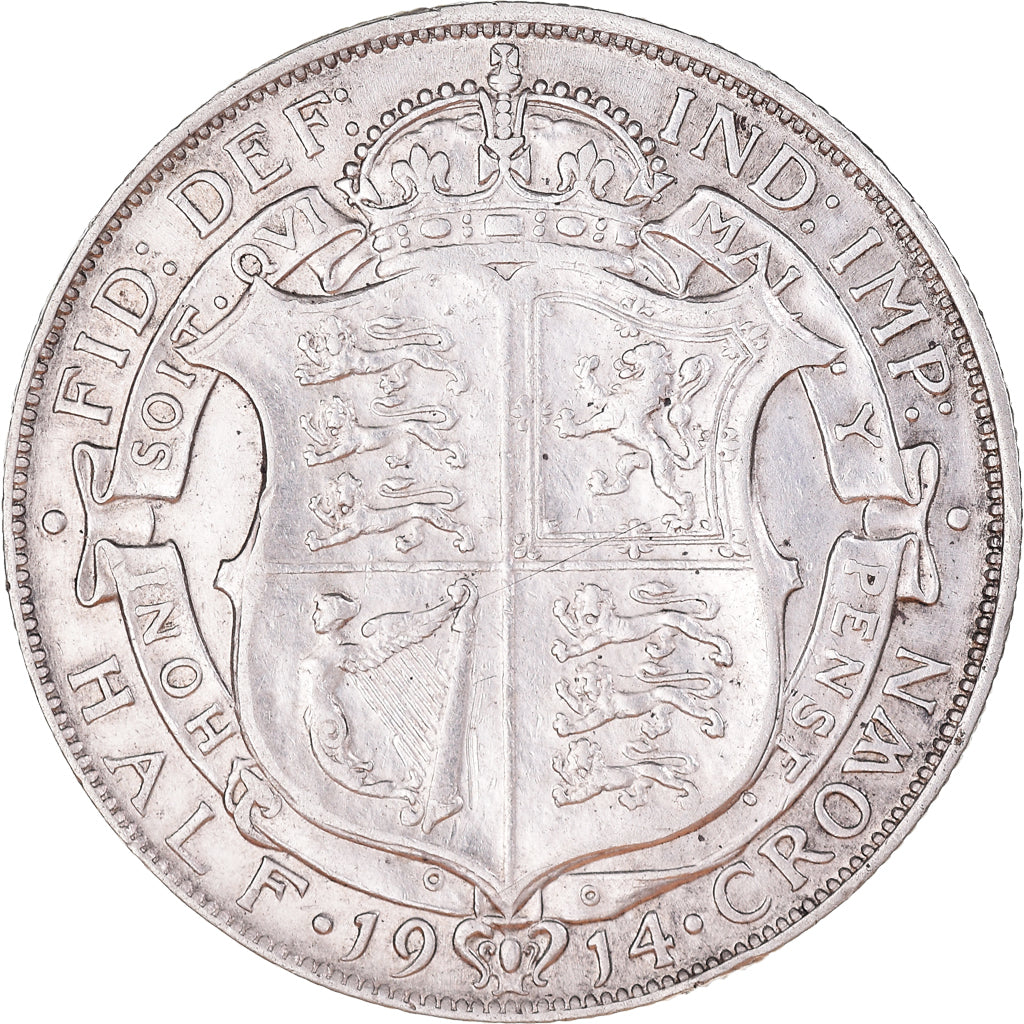 Coin, Great Britain, George V, 1/2 Crown, 1914, EF(40-45), Silver, KM:818.1
