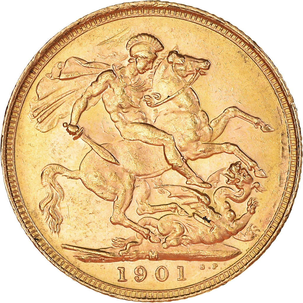 Coin, Great Britain, Victoria, Sovereign, 1901, AU(55-58), Gold, KM:785