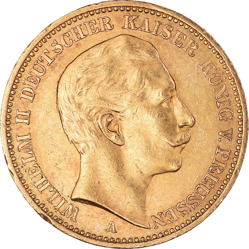 Coin, German States, PRUSSIA, Wilhelm II, 20 Mark, 1889, Berlin, AU(50-53)