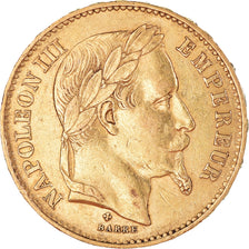 Moneta, Francia, Napoleon III, 20 Francs, 1870, Strasbourg, BB+, Oro, KM:801.2