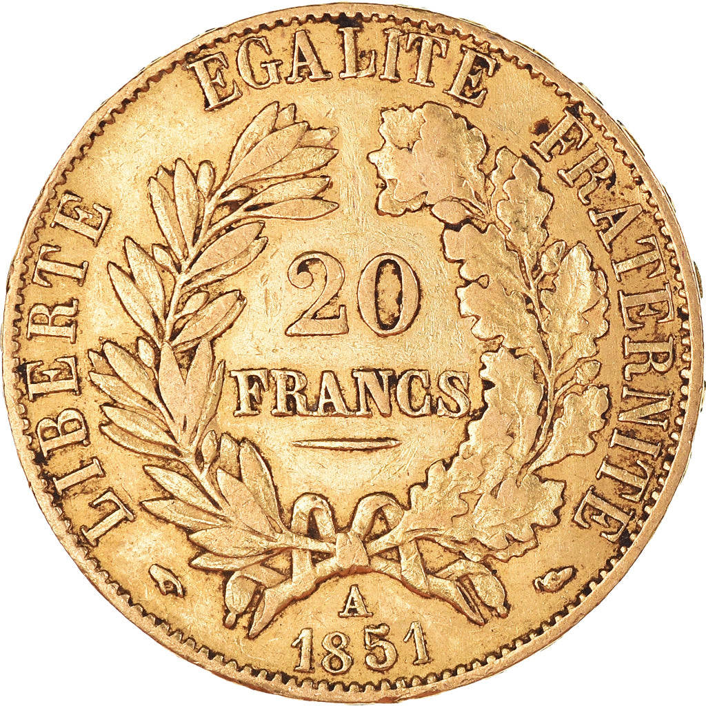 Monnaie, France, Cérès, 20 Francs, 1851, Paris, TTB+, Or, Gadoury:1059, KM:762