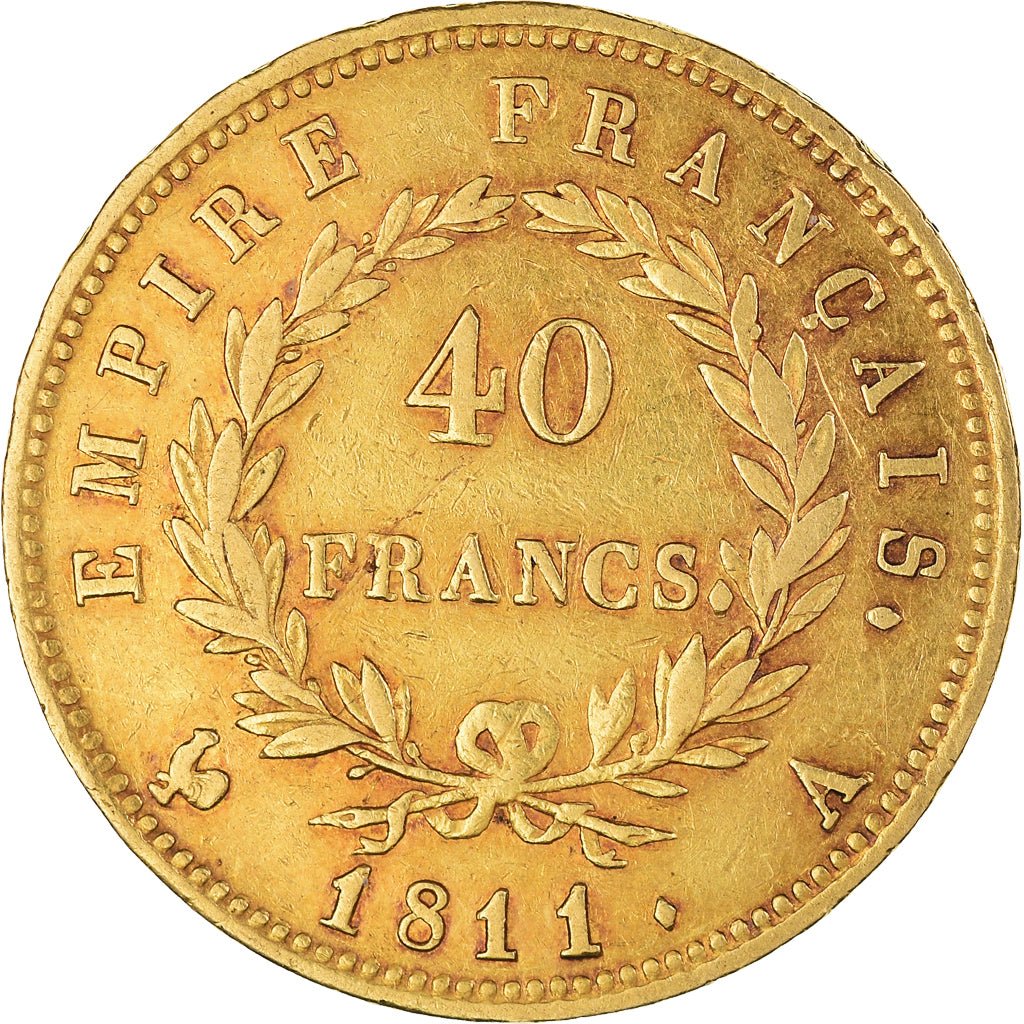 Moneta, Francia, Napoléon I, 40 Francs, 1811, Paris, BB, Oro, KM:696.1