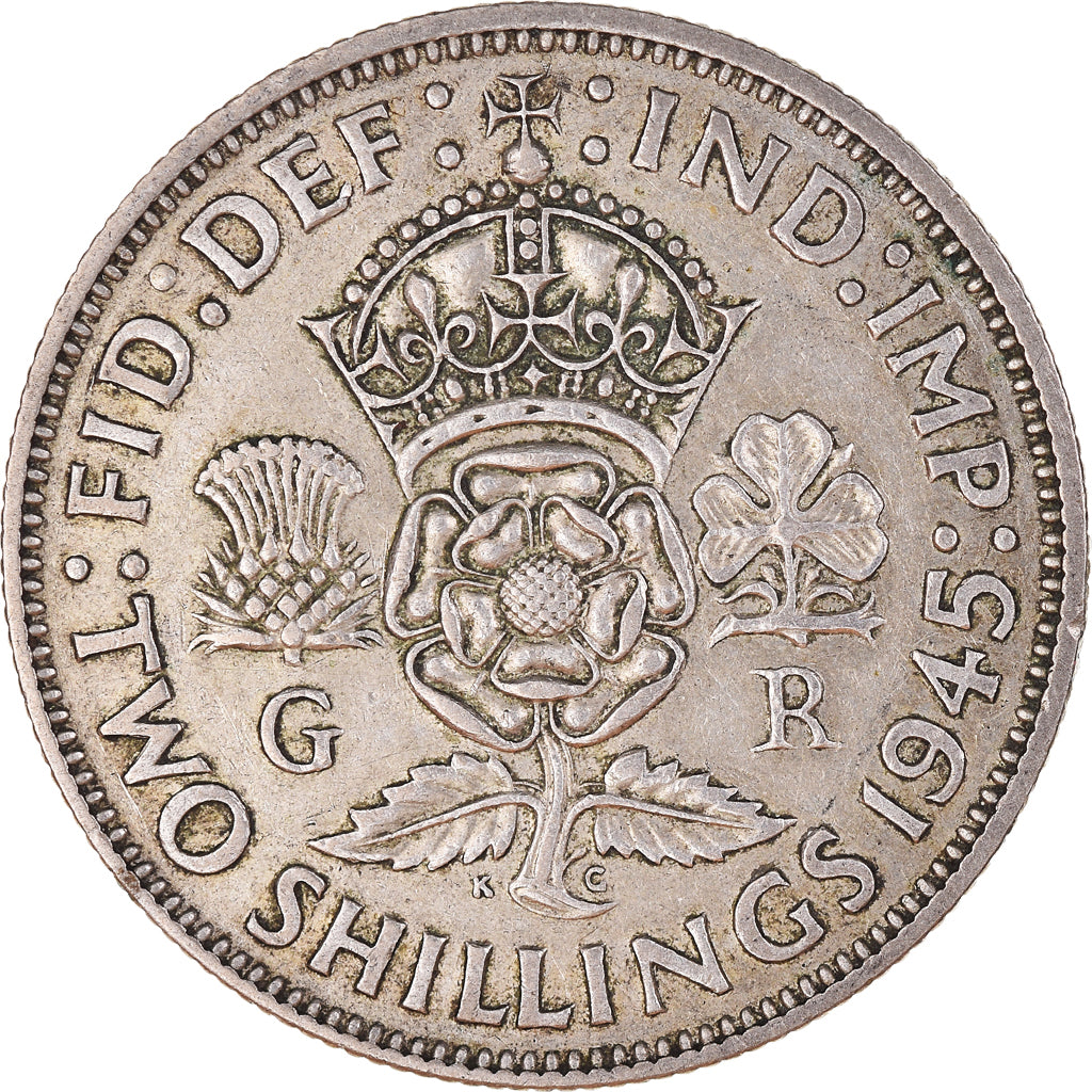 Coin, Great Britain, George VI, Florin, Two Shillings, 1945, EF(40-45), Silver