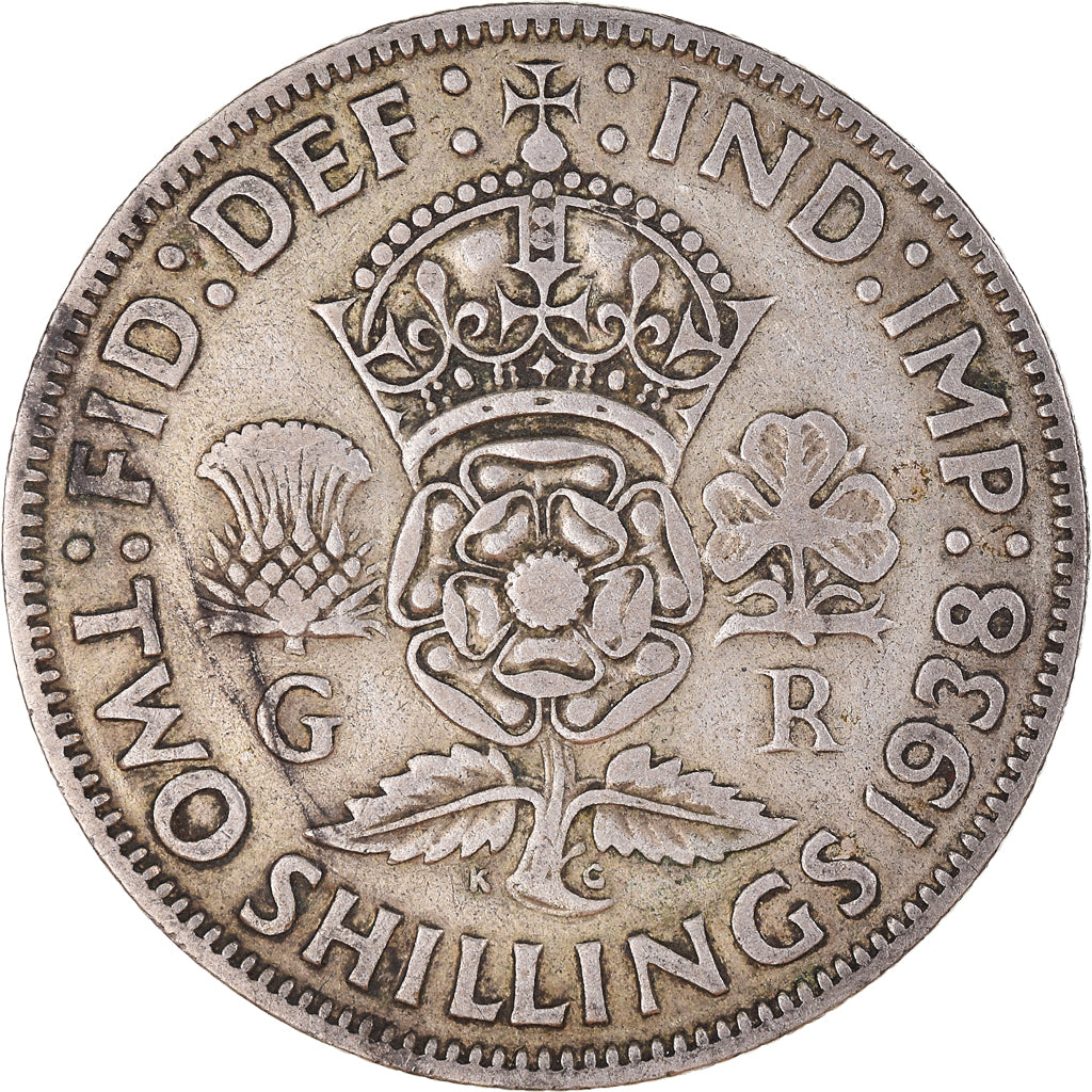 Monnaie, Grande-Bretagne, George VI, Florin, Two Shillings, 1938, TB+, Argent