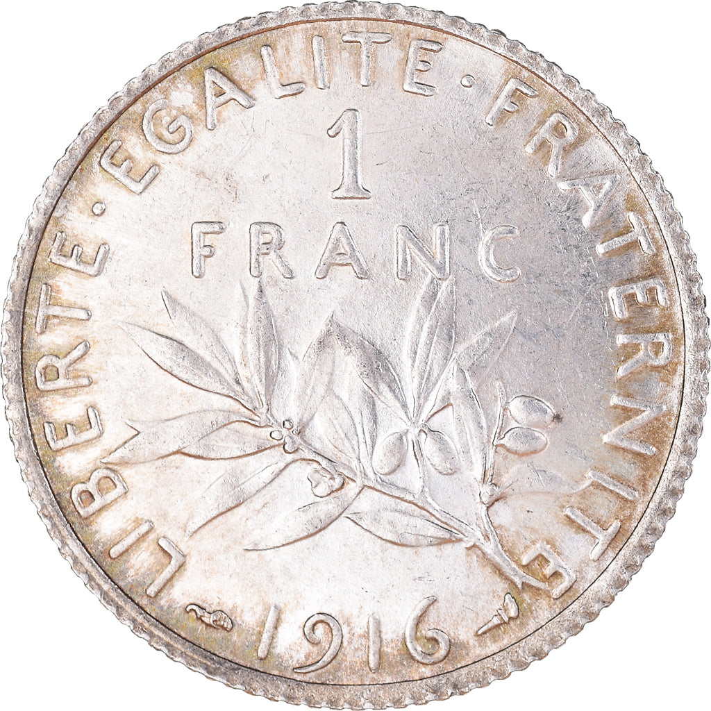 Coin, France, Semeuse, Franc, 1916, Paris, AU(55-58), Silver, KM:844.1