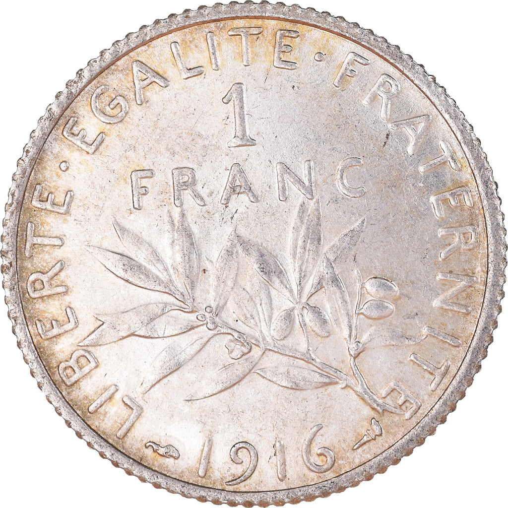 Coin, France, Semeuse, Franc, 1916, Paris, AU(55-58), Silver, KM:844.1