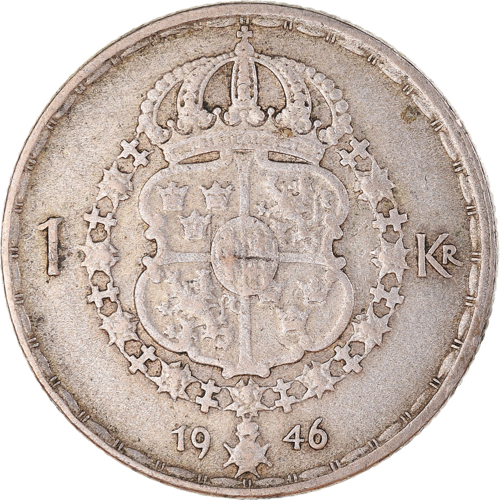 Coin, Sweden, Gustaf V, Krona, 1946, EF(40-45), Silver, KM:814