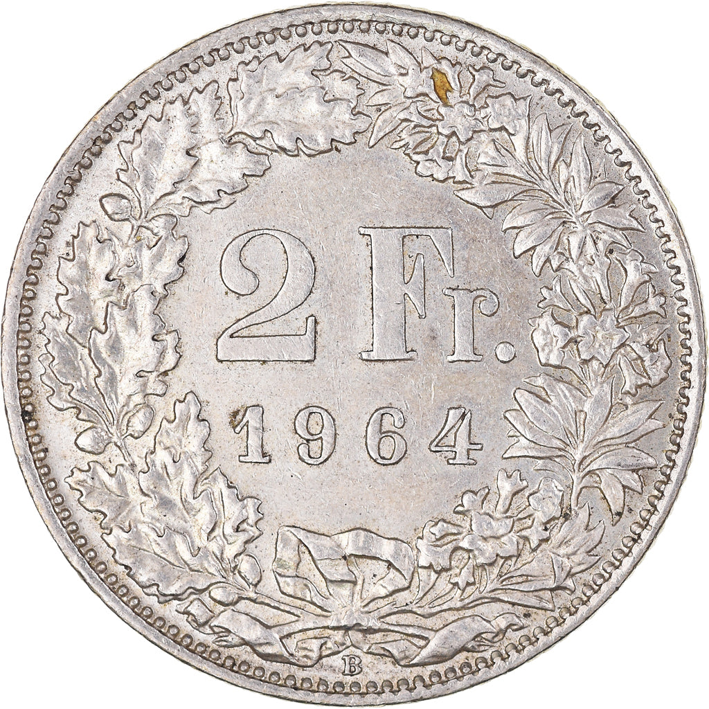 Coin, Switzerland, 2 Francs, 1964, Bern, AU(55-58), Silver, KM:21