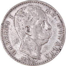 Moneda, Italia, Umberto I, 2 Lire, 1884, Rome, FAUX, BC+, Plata, KM:23
