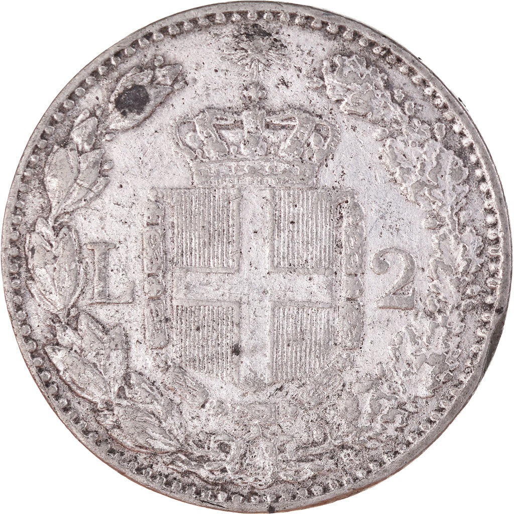 Moneda, Italia, Umberto I, 2 Lire, 1884, Rome, FAUX, BC+, Plata, KM:23