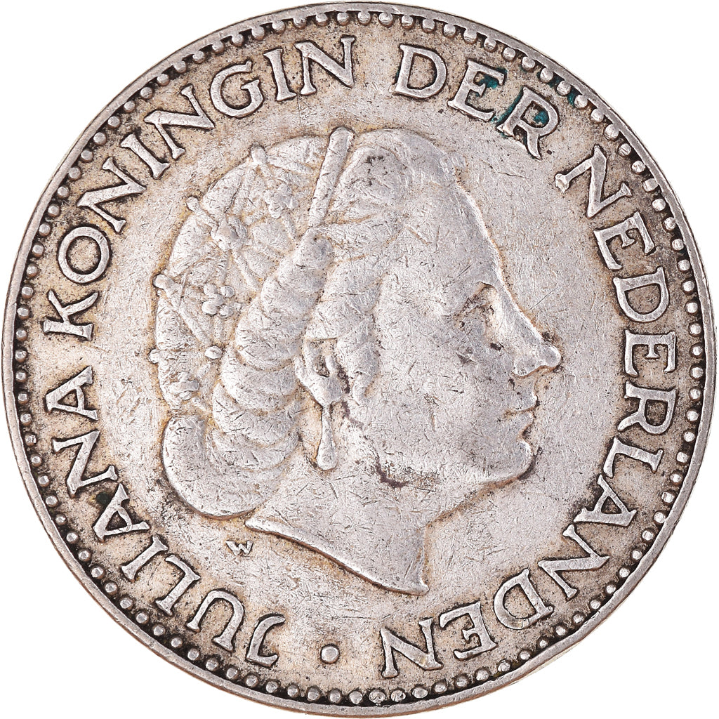 Coin, Netherlands, Juliana, Gulden, 1954, AU(50-53), Silver, KM:184