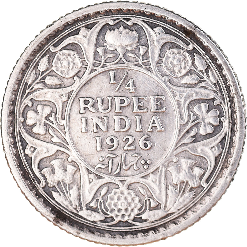 Coin, INDIA-BRITISH, George V, 1/4 Rupee, 1926, EF(40-45), Silver, KM:518