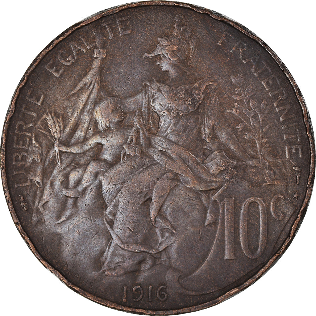 Coin, France, Dupuis, 10 Centimes, 1916, Paris, EF(40-45), Bronze, KM:843