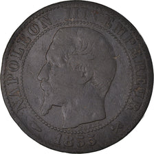 Moneta, Francia, Napoléon III, 5 Centimes, 1855, Rouen, MB, Bronzo, KM:777.2