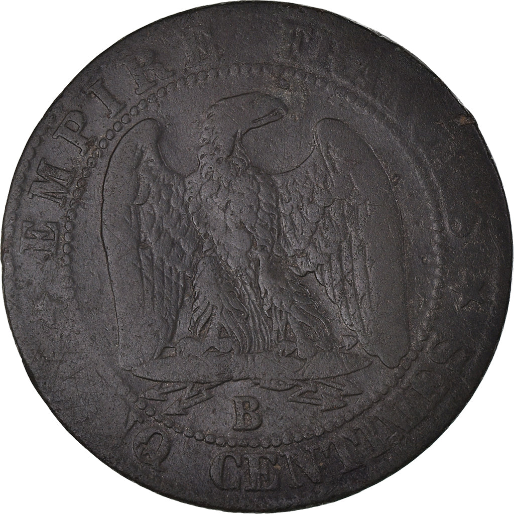Coin, France, Napoléon III, 5 Centimes, 1855, Rouen, VF(20-25), Bronze