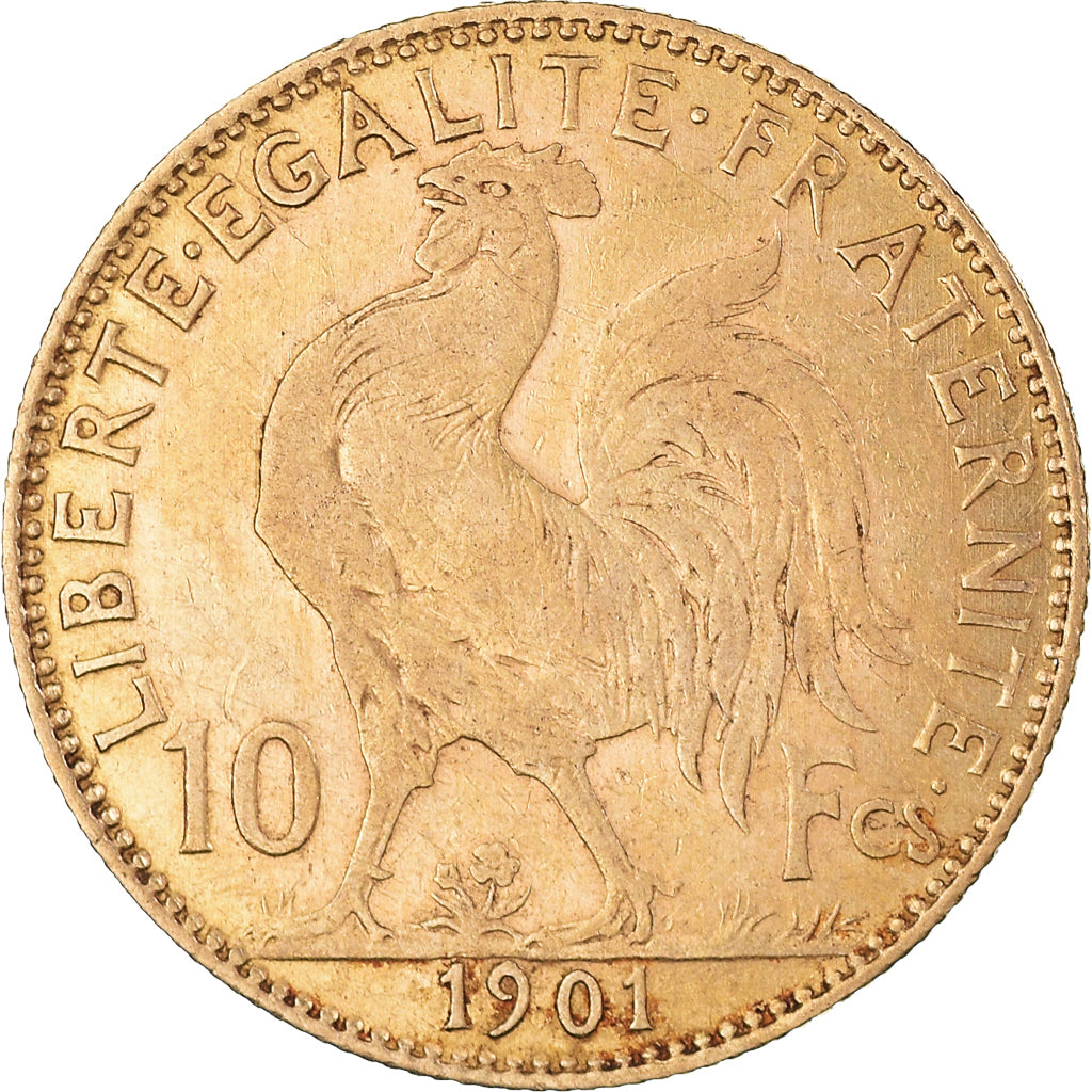 Moneta, Francja, Marianne, 10 Francs, 1901, Paris, EF(40-45), Złoto, KM:846